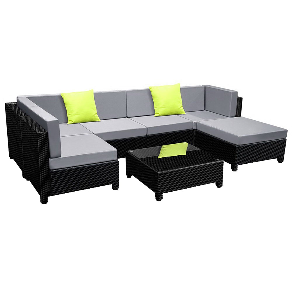 Sofa Set Outdoor Furniture Lounge Setting Wicker Couches 7PC