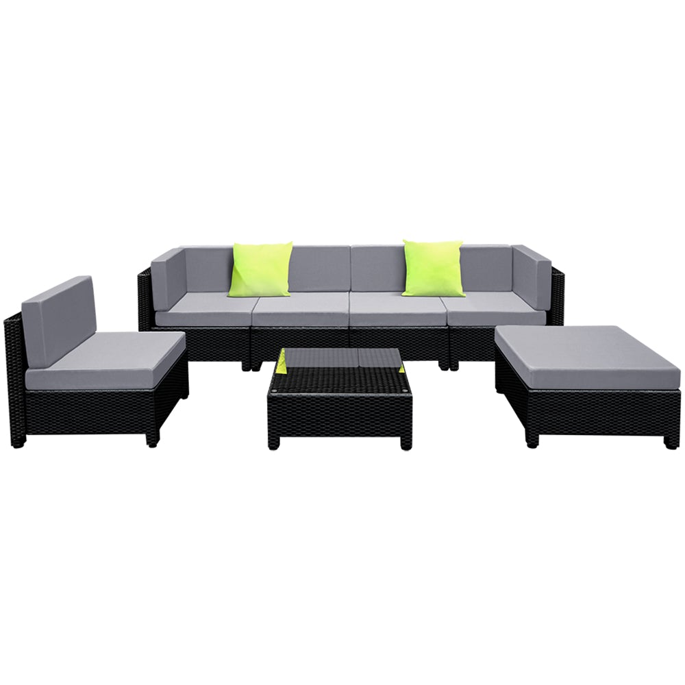 Sofa Set Outdoor Furniture Lounge Setting Wicker Couches 7PC