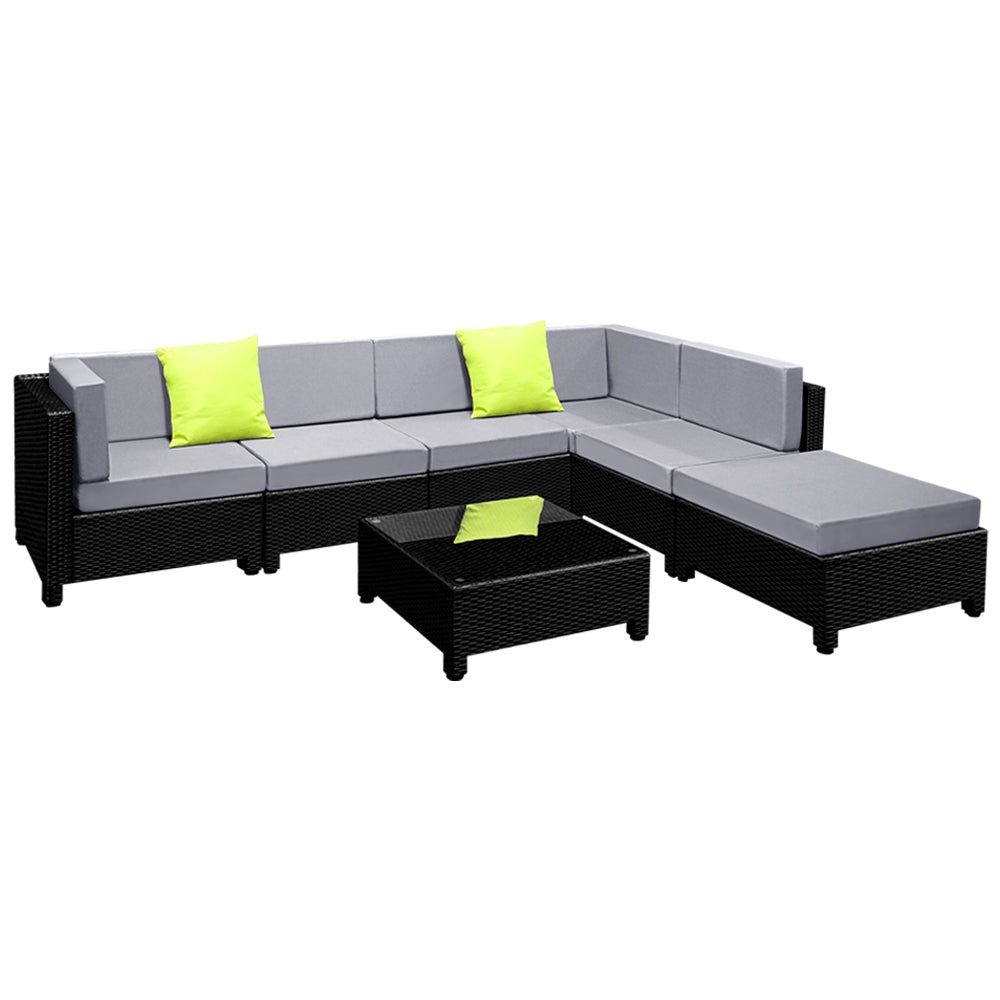 Sofa Set Outdoor Furniture Lounge Setting Wicker Couches 7PC