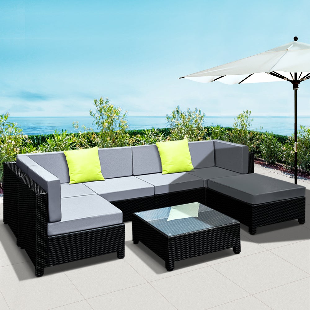 Sofa Set Outdoor Furniture Lounge Setting Wicker Couches 7PC