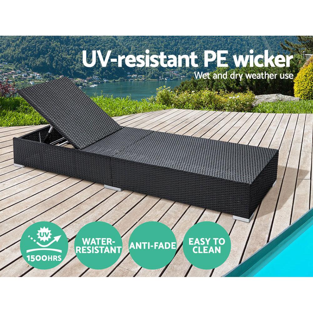 Sun Lounge Wicker Lounger Outdoor Furniture Rattan Garden Day