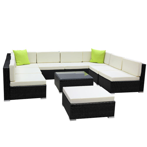 Garden 10PC Outdoor Furniture Sofa Set Wicker Garden Patio Lounge