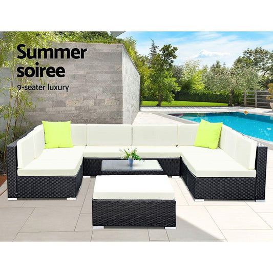 Garden 10PC Outdoor Furniture Sofa Set Wicker Garden Patio Lounge