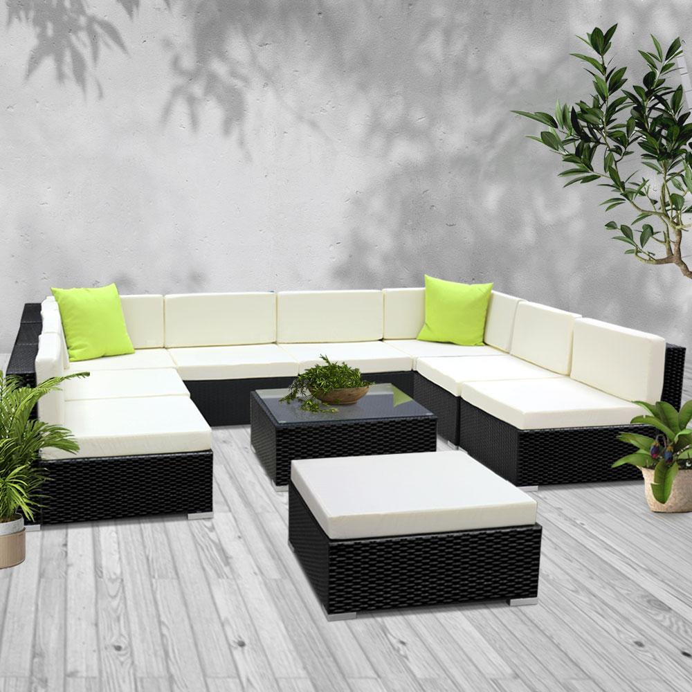 Garden 10PC Outdoor Furniture Sofa Set Wicker Garden Patio Lounge
