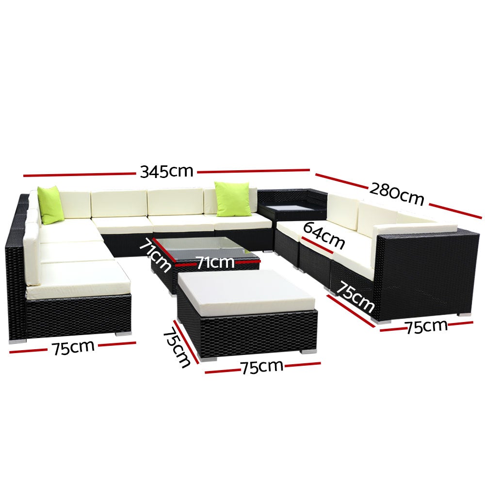 Outdoor Furniture Sofa Set Wicker Garden Patio Lounge 13PC